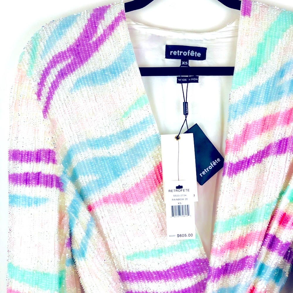 NEW Retrofete Gabrielle Robe Dress rainbow NWT